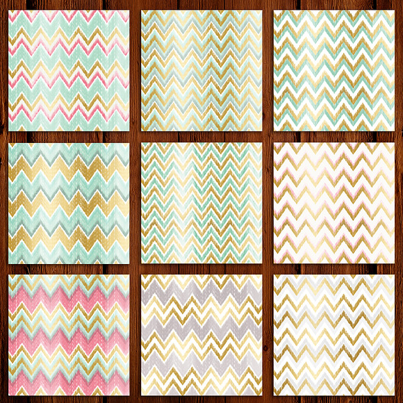 Gold Ikat Chevron Digital Papers in Textures - product preview 2