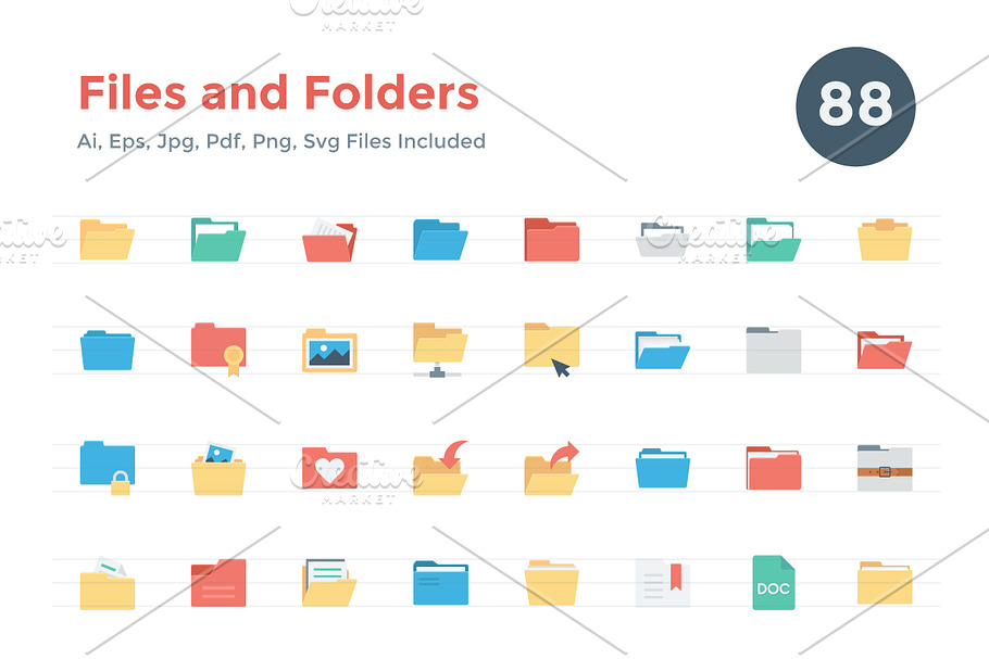 88 Flat Files and Folders Icons in Icons - product preview 8