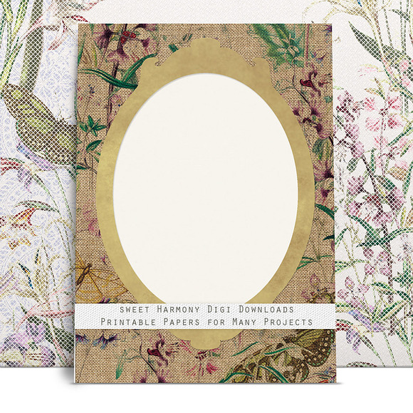 Cottage Garden Burlap & Lace Cards in Objects - product preview 1