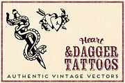 Retro Heart & Dagger Tattoos