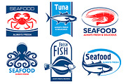 Seafood emblems and icons