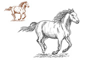 Running horses pencil sketch
