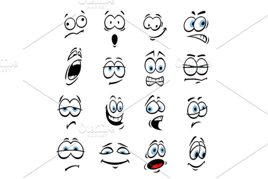 Cartoon eyes with face expressions in Graphics - product preview 8