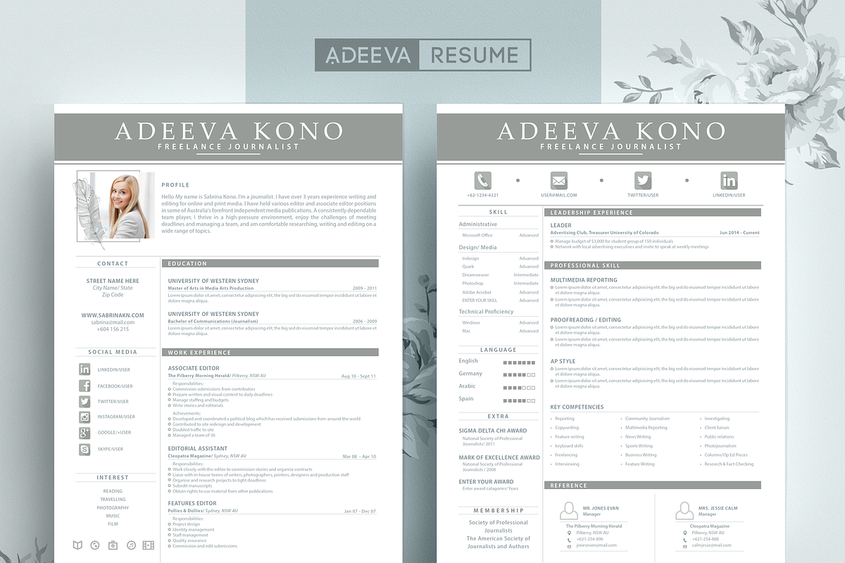 Professional Resume Template Kono in Resume Templates - product preview 8