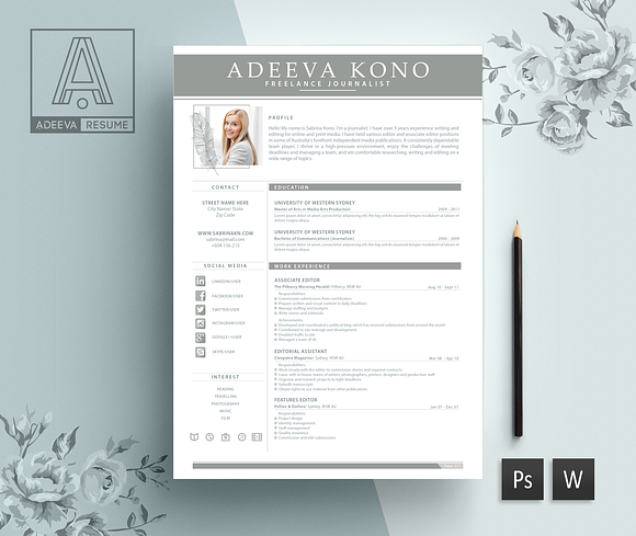 Professional Resume Template Kono in Resume Templates - product preview 1