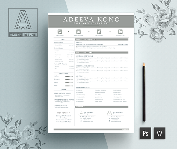 Professional Resume Template Kono in Resume Templates - product preview 2