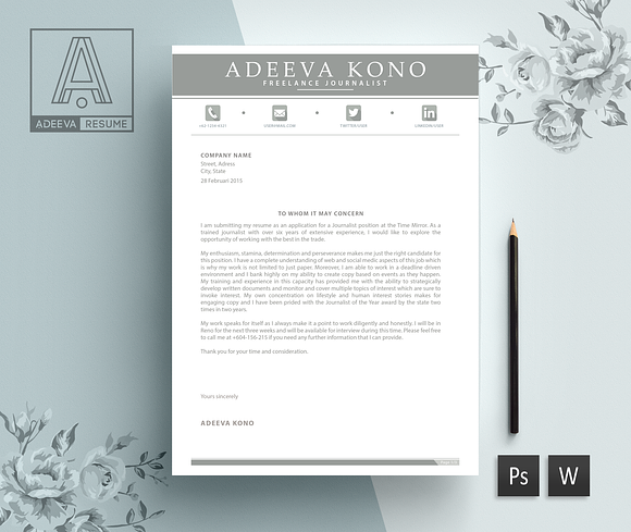 Professional Resume Template Kono in Resume Templates - product preview 3