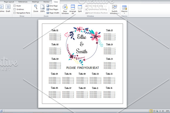 Floral Wedding Seating Chart in Stationery Templates - product preview 1