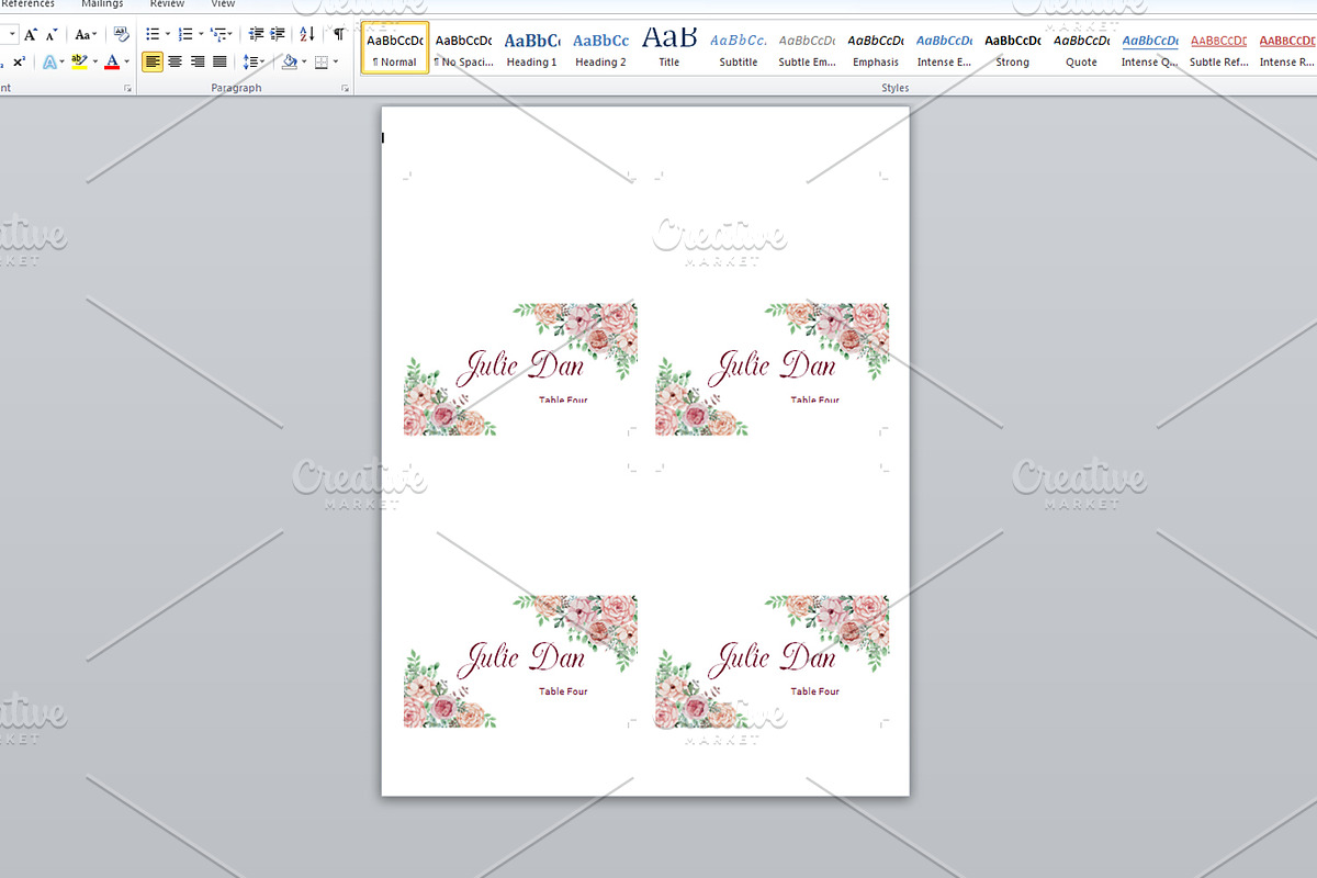 Wedding  Place Card Template in Card Templates - product preview 8