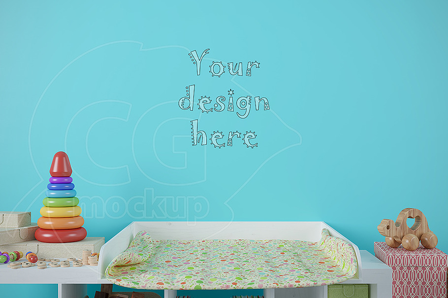 Blank wall baby room mockup in Product Mockups - product preview 8