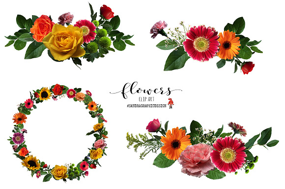 Flowers clip art, floral clipart in Illustrations - product preview 2