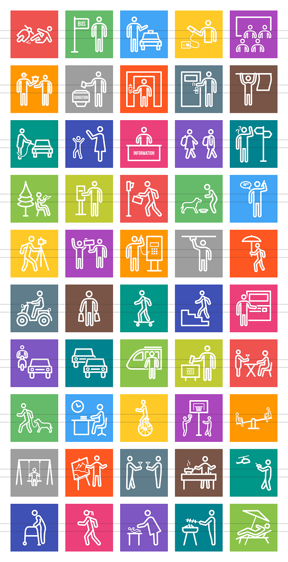 50 City Life Line Multicolor Icons in Graphics - product preview 1