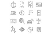 Navigation icons set, outline ctyle