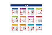 2017 Calendar holidays