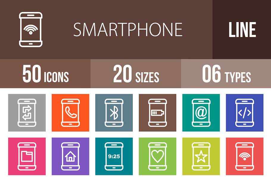 50 Smartphone Line Multicolor Icons
