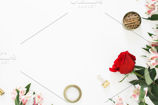 Red Rose & Gold Stationery