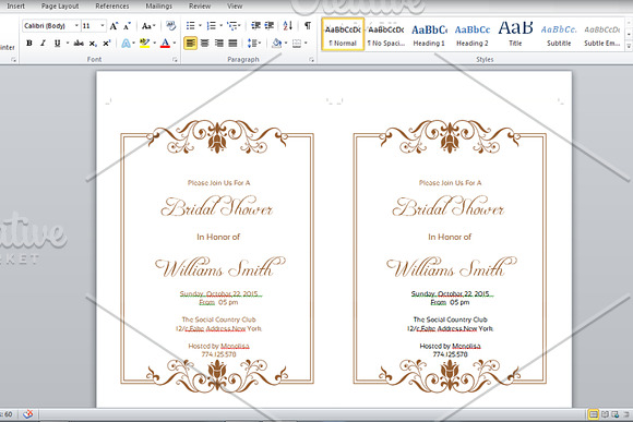 Bridal Shower Invitation Template in Wedding Templates - product preview 2