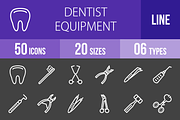 50 Dentist Line Inverted Icons