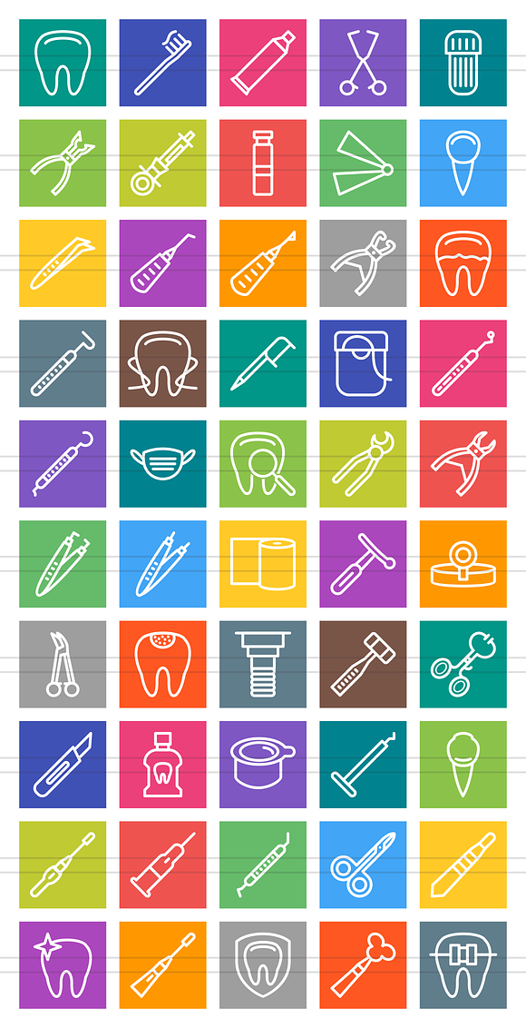 50 Dentist Line Multicolor Icons in Graphics - product preview 1