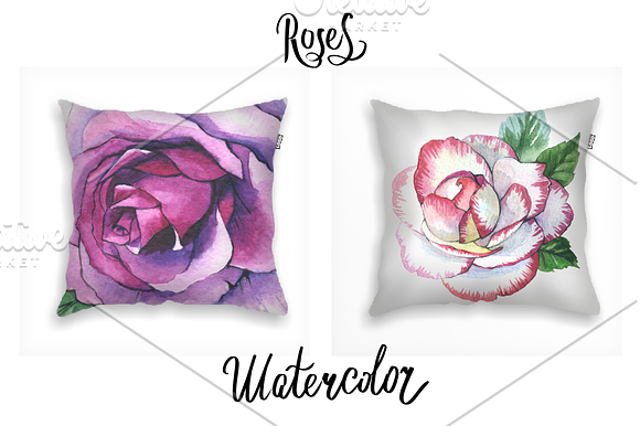 Watercolor roses PNG romantic set in Illustrations - product preview 1