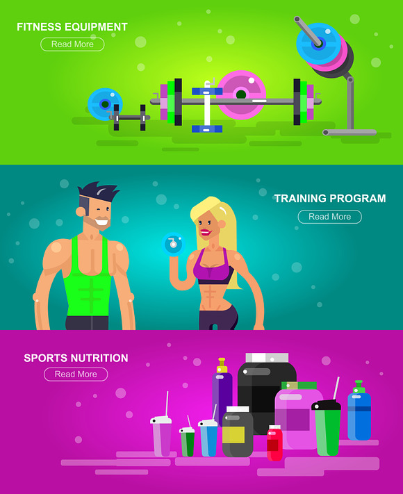 Bodybuilders & gym set in Illustrations - product preview 1