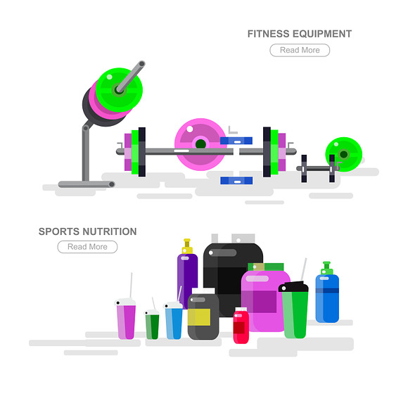 Bodybuilders & gym set in Illustrations - product preview 9