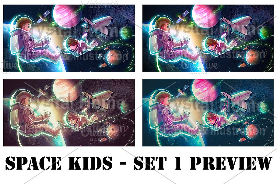 Cartoon astronaut kid in space pack! in Illustrations - product preview 8