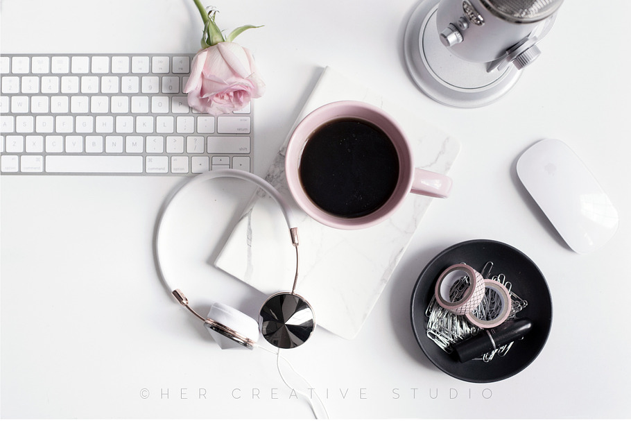 Styled Desktop | Microphone & Coffee