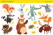 Cartoon forest animals. Vector set