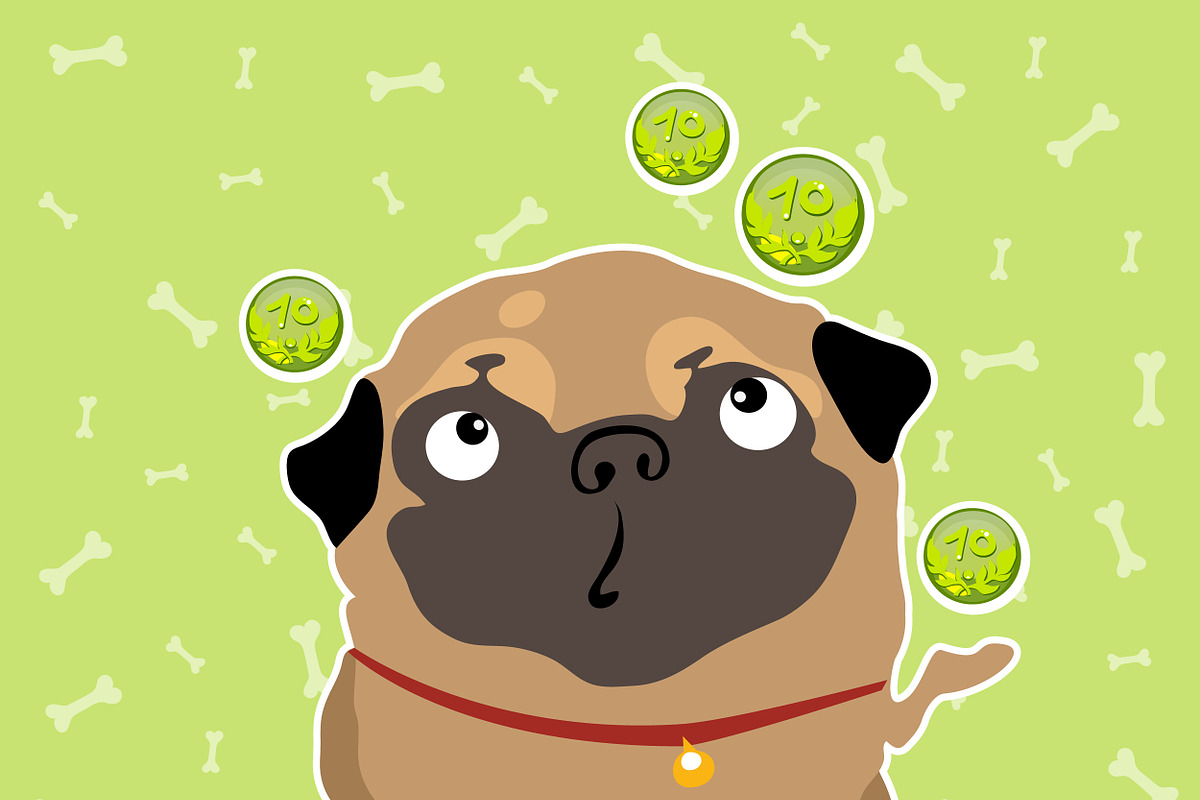 Dog pug in different situations in Illustrations - product preview 8