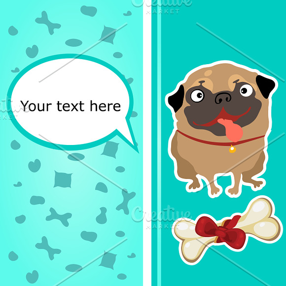 Dog pug in different situations in Illustrations - product preview 2