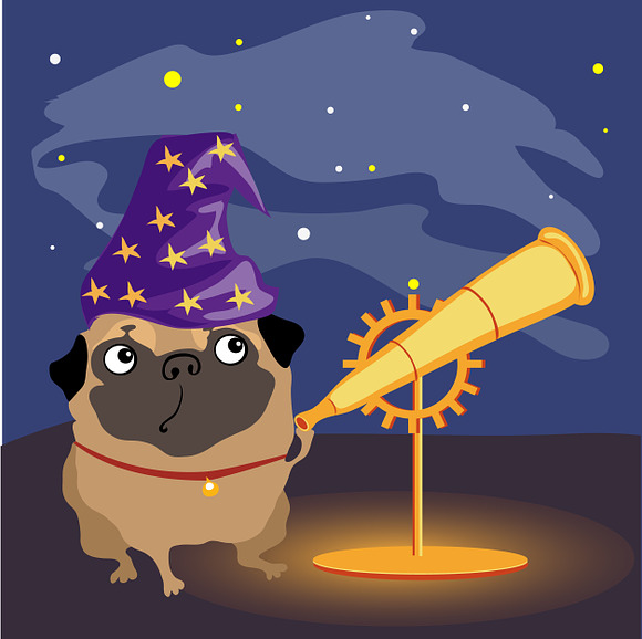 Dog pug in different situations in Illustrations - product preview 7