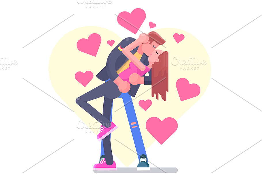 Young beautiful couple kissing in Illustrations - product preview 8