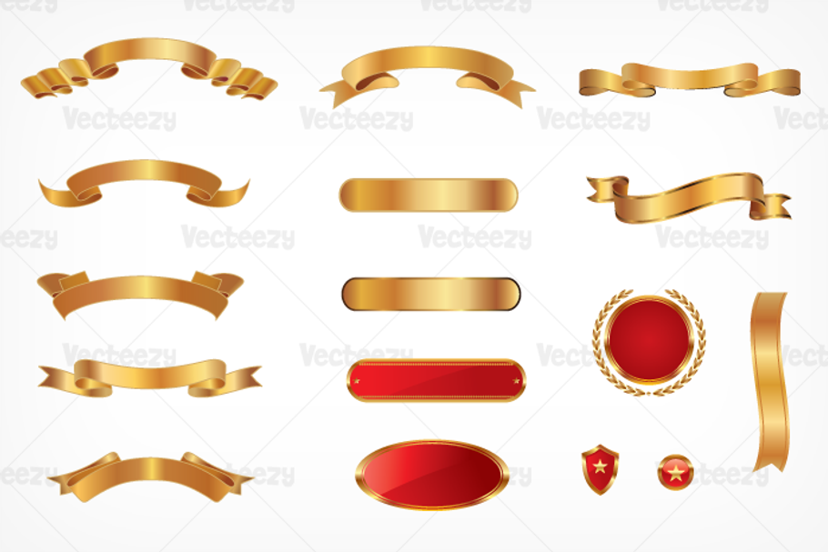 Gold Banner Vectors in Objects - product preview 8