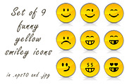 Set of funny yellow smiley icons