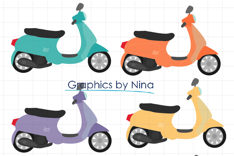 Vespa Clipart in Illustrations - product preview 8