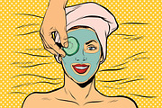 Cucumber mask on woman face