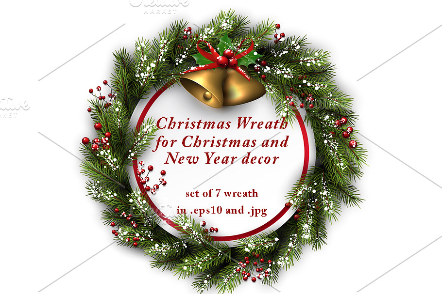 Christmas Wreath for Christmas decor in Illustrations - product preview 8