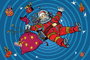 Space Santa Claus in zero gravity