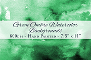 Green Ombre Watercolor Backgrounds