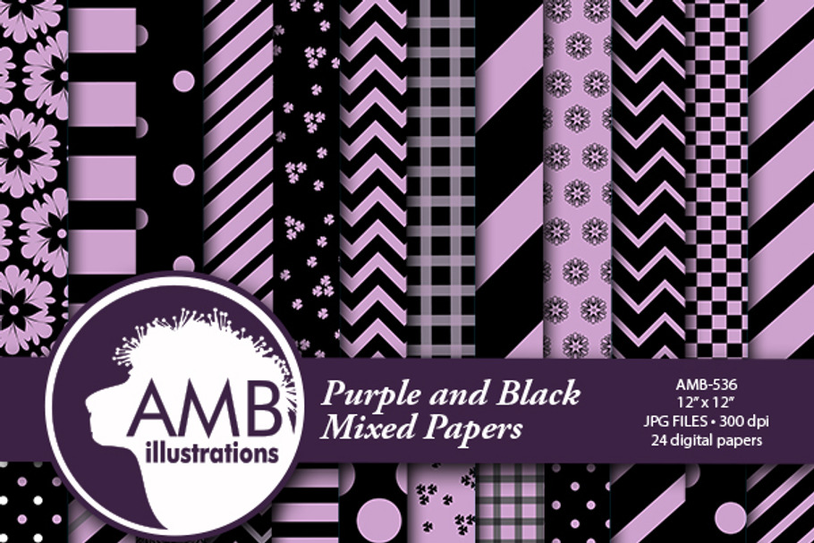 Lavender & Black Mixed Papers 536