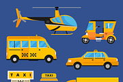 Different taxi transport vector