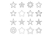 Star icons set, outline ctyle
