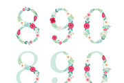 Cute numbers with rustic flowers