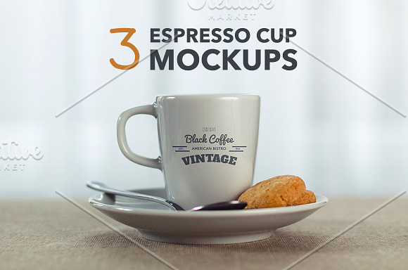3 Espresso Coffee Cup Mockups in Product Mockups - product preview 3
