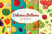 35vector seamless patterns with food