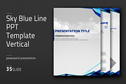 Sky Blue Line PPT Template Vertical