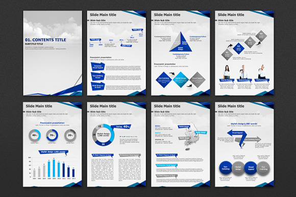 Sky Blue Line PPT Template Vertical in PowerPoint Templates - product preview 1