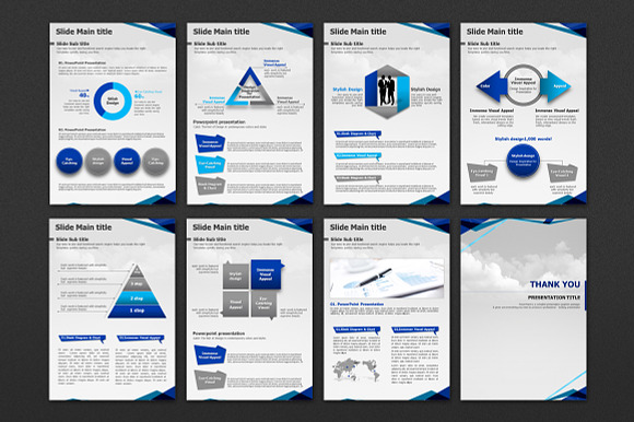 Sky Blue Line PPT Template Vertical in PowerPoint Templates - product preview 4