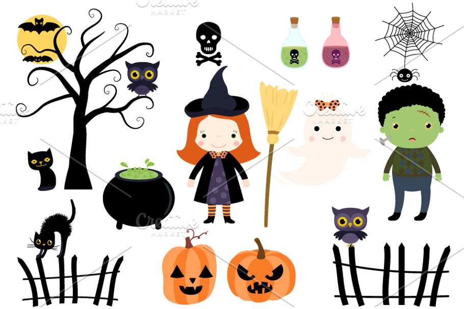 Halloween Kids in Costumes Clipart in Illustrations - product preview 8
